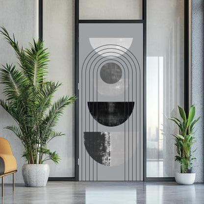 arricraft 2 Sheets Self-Adhesive Door Sticker, 80cmx200cm/31.5x78.7inch Geometric Half Circles Door Murals Stickers PVC Removable Wallpaper Decoration for Bedrooms Living Room - style: Geometric Half Circles
