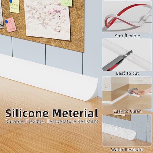 Kneelisa Flexible Quarter Round Molding Trim Peel and Stick 118Inch White - color: White, size: 118 Inch