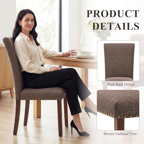 COLAMY Upholstered Dining Chairs Set of 6 - color: F-brown, size: Set of 6