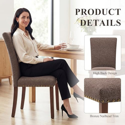 COLAMY Upholstered Dining Chairs Set of 6 - color: F-brown, size: Set of 6