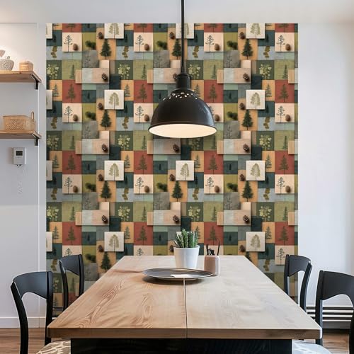 Modern Rustic Pine Tree Wallpaper, Wood Peel and Stick Wallpaper - size: 17.7" x 236"