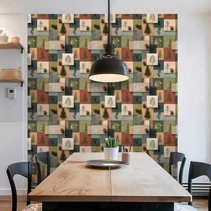 Modern Rustic Pine Tree Wallpaper, Wood Peel and Stick Wallpaper - size: 17.7" x 236"