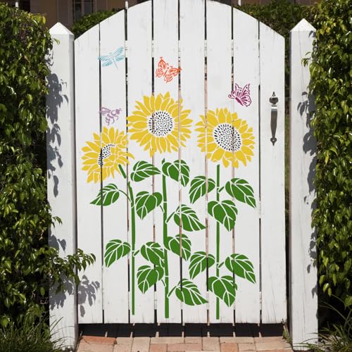Large Flower Stencils for Wood Fence Sunflower Stencils - style: Sunflowers