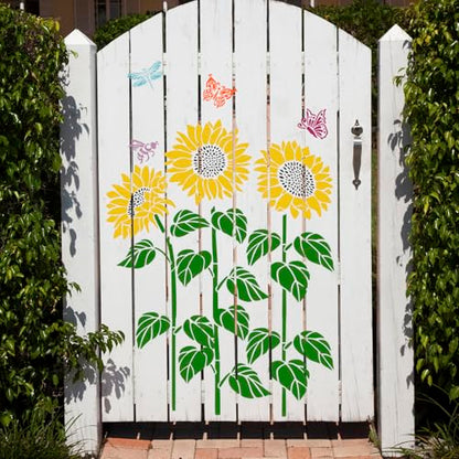 Large Flower Stencils for Wood Fence Sunflower Stencils - style: Sunflowers