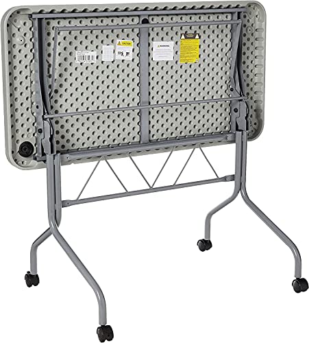 Office Star Resin Multipurpose Flip Training Table with Locking Casters for Home or Office, 4 Feet Light Gray - size: 4 feet