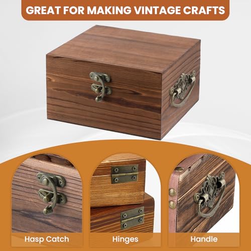 1 Set Jewelry Box Hinges Hasp Catch, Retro Engraved Decorative - color: Antique Bronze- 8pcs