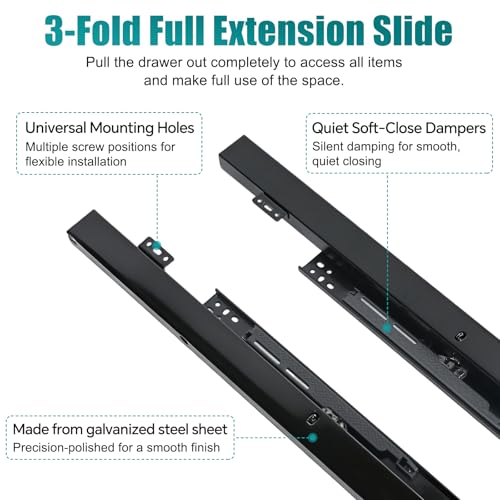 Undermount Drawer Slide Bottom Mount Pull Out Shelf Rail Hardware Flat - size: 21.6 Inch Shelf Slide