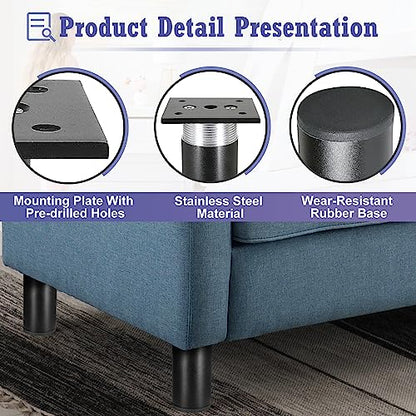 Aluminum Alloy Adjustable Furniture Legs 2.4 Inch / 60mm - Black - 4Pcs - size: 2.4 Inch