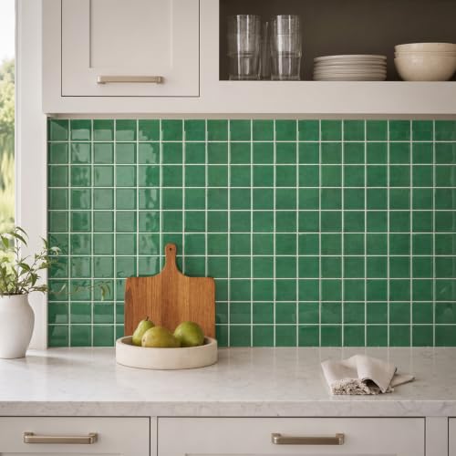 COMSTICKC Thicker Peel and Stick 3D Backsplash Tiles Kitchen Bathroom - color: Green - 3
