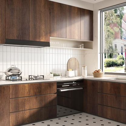 FunStick 24"x200" Dark Brown Walnut Wood Grain Contact Paper Peel and Stick Countertop Contact Paper for Kitchen Cabinet Wallpaper Waterproof Wood Wallpaper for Countertops Cabinets Shelf Liner Decor - size: 24" x 200"