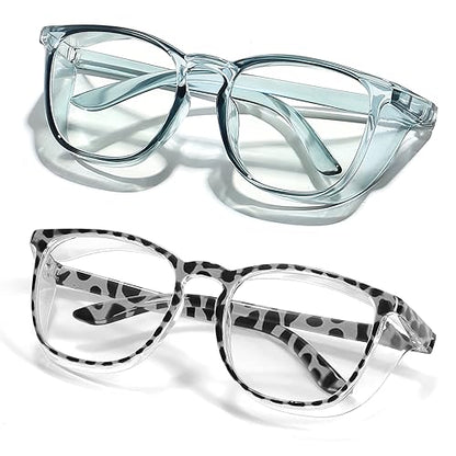 Safety Glasses Goggles for Women Girls Anti Fog Protective Eyewear Glasses - color: Blue+ New-tortoise