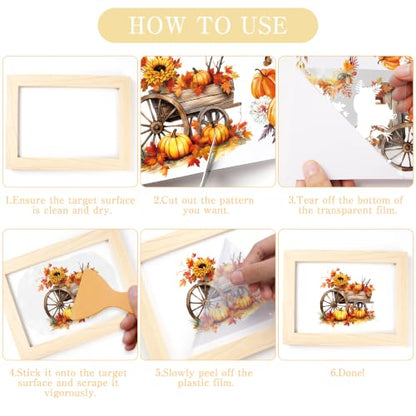 16 Pcs Fall Harvest Rub-On Transfers for Furniture & Crafts