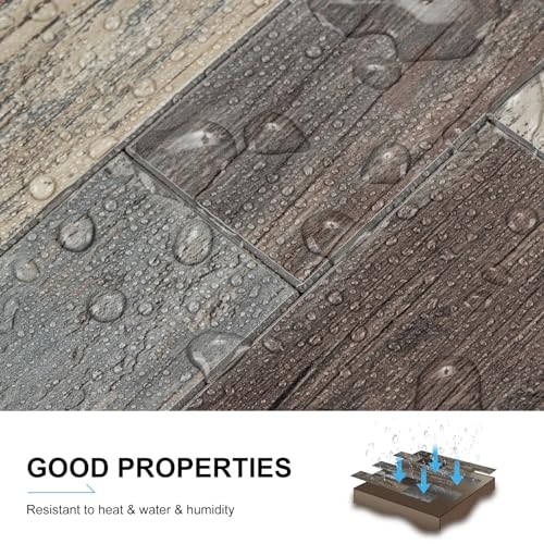 20-Sheet Rustic Wood Peel and Stick Subway Tile for RV Vanity - color: Old Wood Wood Grain