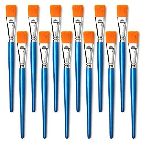 GACDR 1 Inch Flat Paint Brushes, 12 Bulk Acrylic Brushes for Watercolor - size: 1 inch 12 pieces