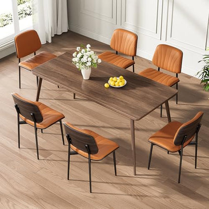REONEY Dining Chairs Set of 4, Mid-Century Modern Kitchen Chairs, Orange - color: Orange Shell Strips