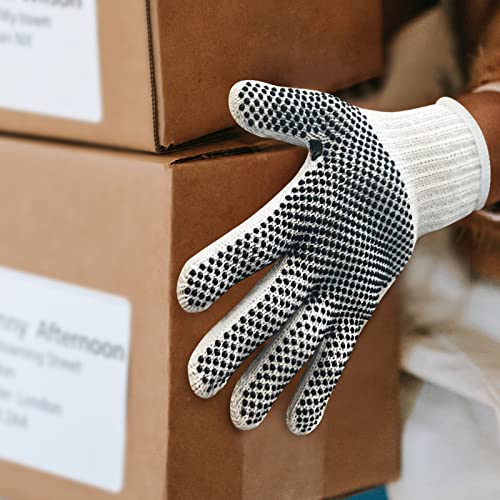 MIG4U String Knit Gloves Safety Work Gloves (Double-sided Dots, Large) - color: Double-sided Dots, size: Large