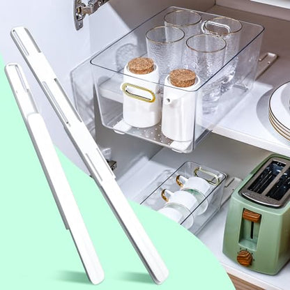 CroBlissful 4 Pcs Adhesive Drawer Slides for Cabinets Office Pull Out Glide