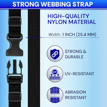 TECEUM 1" Nylon Strap Kit with Buckles, Black 6 yards Repair Set - color: Black, size: 1" - 6 yards, style: 6 Buckle - 12 Slides - 6 D-rind