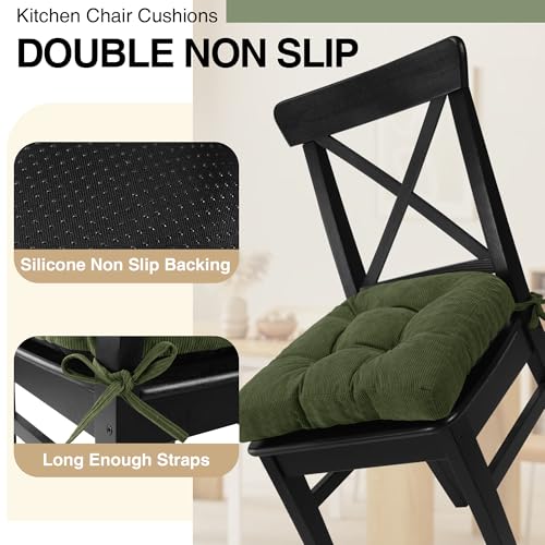 20x20 in Kitchen Wicker Chair Seat Cushions Indoor, Green, 2 Pack - color: Green, size: 20"x20" | 2-Pack
