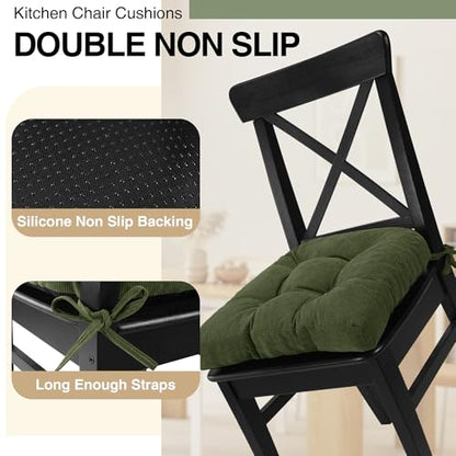 20x20 in Kitchen Wicker Chair Seat Cushions Indoor, Green, 2 Pack - color: Green, size: 20"x20" | 2-Pack