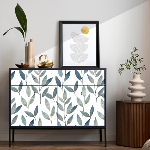 Modern Blue Leaf Peel and Stick Wallpaper 17.7" x 70.8" - color: Navy Blue/Gold, size: 17.7" x 70.8"