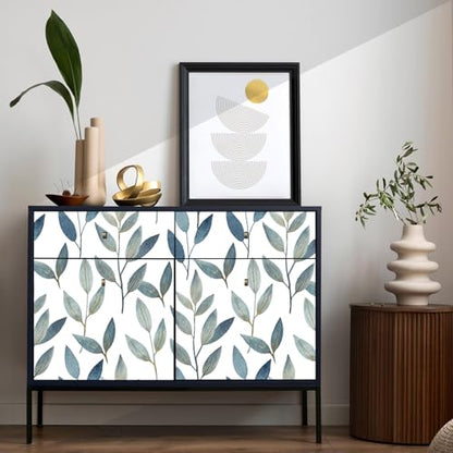 Modern Blue Leaf Peel and Stick Wallpaper 17.7" x 70.8" - color: Navy Blue/Gold, size: 17.7" x 70.8"