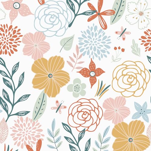 WENMER Vintage Floral Peel and Stick Wallpaper Boho Flower Contact Paper 17.7" x 118" Pink Self Adhesive Wall Paper Removable Vinyl for Bedroom Bathroom Cabinet Shelf Decor - size: 17.7" x 118"