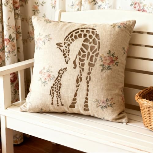 TIAMECH A4 Reusable Mum and Son Giraffe Stencil for Painting - style: Mum and Son Giraffe
