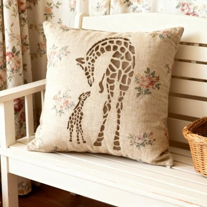 TIAMECH A4 Reusable Mum and Son Giraffe Stencil for Painting - style: Mum and Son Giraffe