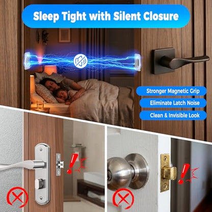 PHIXBEAR 9 Pairs Ultra-Thin Magnetic Cabinet Door Catch, No-Drill Adhesive Cabinet Magnets, Rust-Proof Stainless Steel Latches for Kitchen Cabinet Doors, Drawer, Closet, RV - Heavy Duty Silent Closure