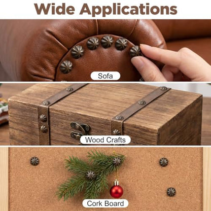 150Pcs Upholstery Tacks for Furniture, Antique Furniture Tacks Cute Thumb Tack for Sofa, Chair, Home Decor, Dark Antique Brass