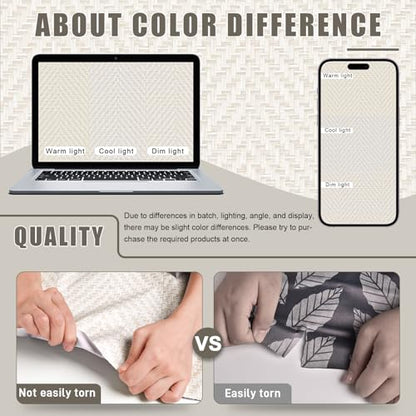 Rugreat Striped Grasscloth Wallpaper Peel and Stick Textured 197L 17.3W - size: 17.3" x 197"