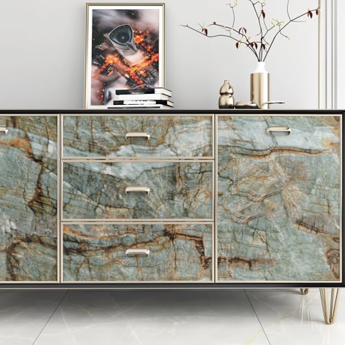 Wallercity Matte Blue/Brown Marble Contact Paper for Table Top Peel and Stick Countertops Granite Wallpaper for Bathroom Kitchen Cabinets Cupboards Waterproof Removable Vinyl Wrap for Desk 24x118 in - size: 24" x 118"