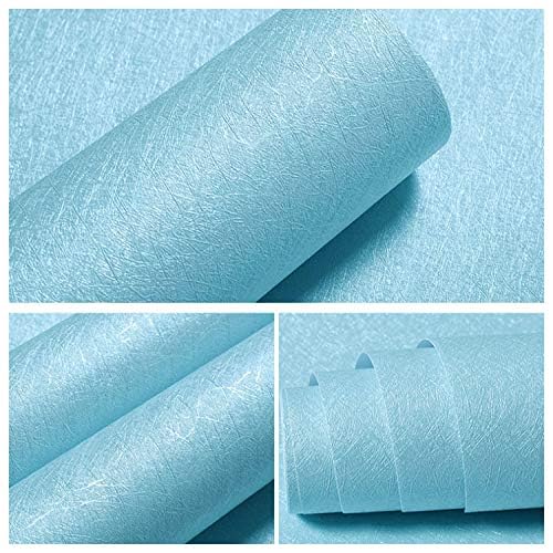 MelunMer Blue Silk Wallpaper Peel and Stick Textured Removable15.7 x118 - color: Blue, size: 15.7" x 118"