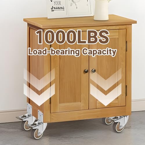 W B D WEIBIDA 3 Inch Side Mount Casters Wheels, L-Shaped Casters Set of 4, 360 Degree Swivel No Noise Casters, Heavy Duty Locking Furniture Casters Wheels for Workbench, Baby Beds, Cabinets, Tables - size: 3IN TPR