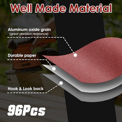64 Pcs Mouse Sander Sandpaper Detail Sanding Pads,with Cut Line - style: with cut line