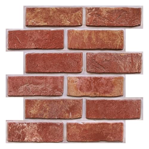 COMSTICKC 3D Peel and Stick Faux Brick Wall Panels for Quick DIY Wall Decor - color: Vintage Red - 01