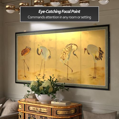 Red Lantern 36" x 72" Gold Leaf Cranes - color: Cranes