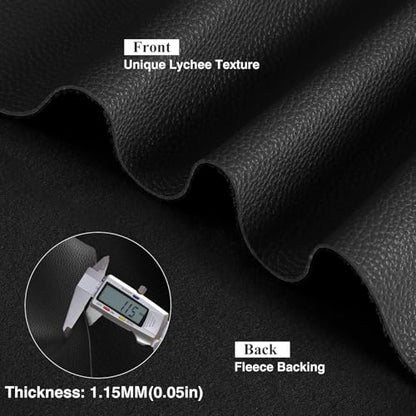 Faux Leather Fabric 55" W 1.15MM Thick Marine Vinyl Fabric 3 Yards 55"x108" - color: Black, size: Pre-Cut 3 Yards