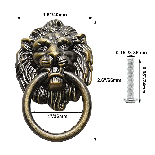 Murtenze Antique Lion Head Cabinet Knobs, Bronze, 12 Pieces - color: Bronze, Lion