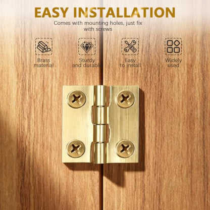 4 Pcs Mini Hinges, Folding Butt Hinges 1 Inch Retro Brass Butt Hinge