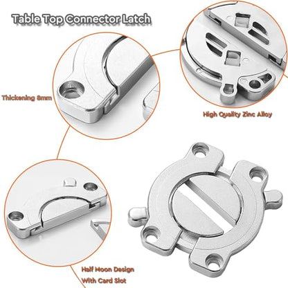8 Pcs Zinc Alloy Table Buckle Connectors Heavy Duty Table Top Connector Latch, Secure Table Board Locking Hardware Kit, Universal Desk,Table Stabilizer DIY Furniture Dining (with Screws) - style: 8 Pcs