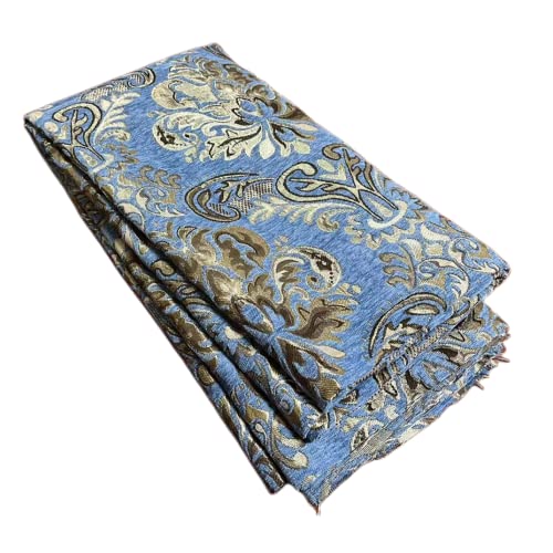 TinaKim Floral Upholstery Fabric, Jacquard Damask Chenille, for Recover Furniture Chairs Couch Material (Blue, 2 Yard) - color: Chenille Damask Blue, size: 2 yard pre cut