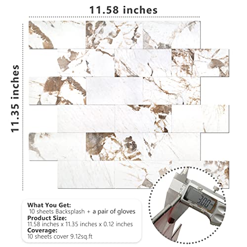 STICKGOO 10 Sheets Subway Tiiles Peel and Stick Backsplash, Belgium White - color: Belgium White