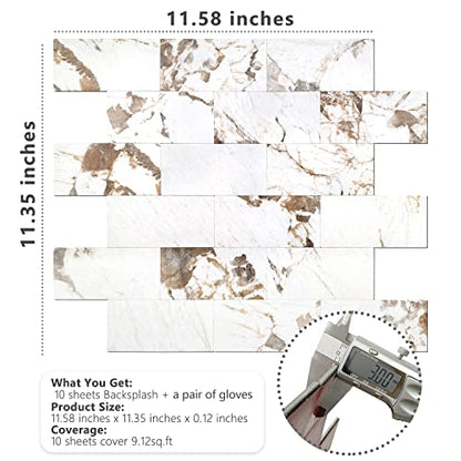 STICKGOO 10 Sheets Subway Tiiles Peel and Stick Backsplash, Belgium White - color: Belgium White