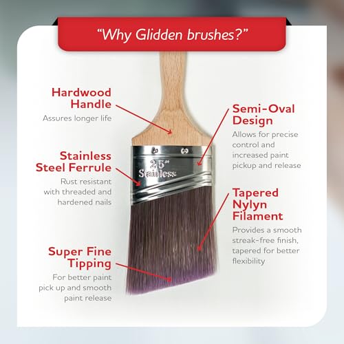 Glidden Semi-Oval Paintbrush with Wood Handle, Angled Sash, 2 Inch - size: 2 Inch, style: Angled Sash Paintbrush