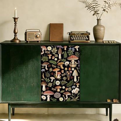 Peacoblue Retro Mushrooms with Plants Rub On Transfers for Furniture 6"x12" - style: Retro Mushrooms with Plants