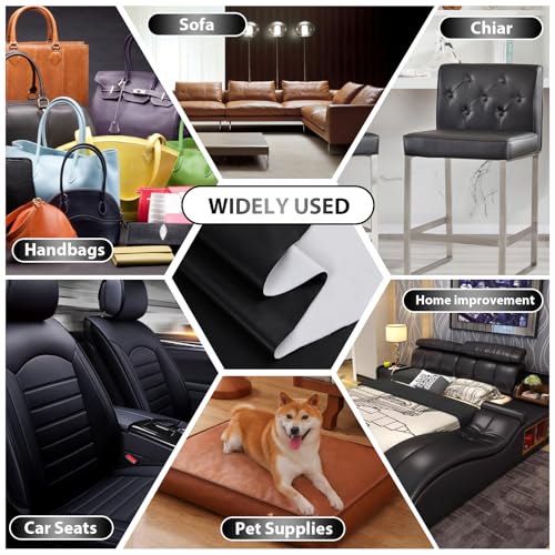 Faux Leather Vinyl Upholstery Fabric by The Yard 1.3mm Thick 55" x 180" - color: Black, size: 5 Yards