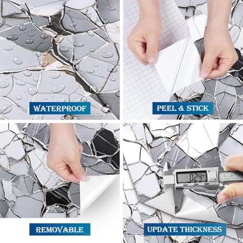 FunStick 24"x200" White Black Grey Marble Counter Top Peel and Stick Contact Paper Waterproof Self Adhesive Stone Marble Wallpaper Peel and Stick Countertops for Kitchen Vinyl Wrap for Cabinets Desk - size: 24" x 200"