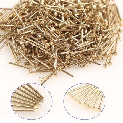 newlng 500PCS Small Nail Round Head Tiny Nails String Art Nails Hand-Made Hardware Accessories Fasteners Mini Nail 1.5mm X 25mm/0.06"X1"(DXL) Golden - color: Golden1.5*25mm